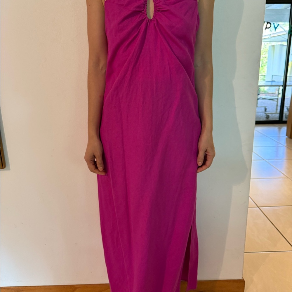Massimo Dutti Fuchsia Midi Dress – Size Small